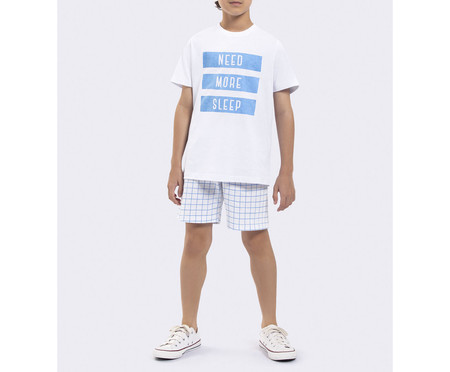 Pijama Manga Curta Masculino Infantil Need More Sleep Branco | WestwingNow