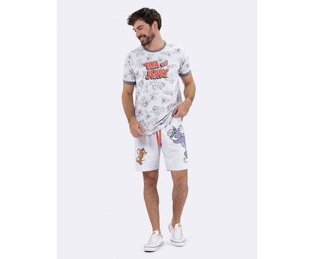 Pijama Manga Curta Masculino com Bermuda Tom And Jerry | WestwingNow