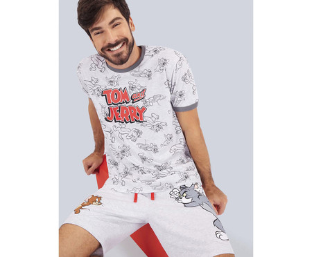 Pijama Manga Curta Masculino com Bermuda Tom And Jerry | WestwingNow