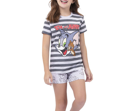 Pijama Manga Curta Listrado Infantil Tom And Jerry | WestwingNow