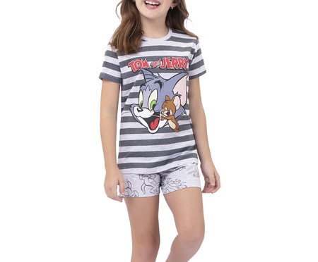 Pijama Manga Curta Listrado Infantil Tom And Jerry | Westwing