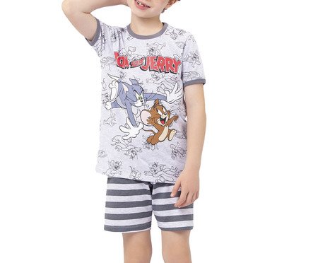 Pijama Manga Curta Listrado Masculino Infantil Tom And Jerry | Westwing