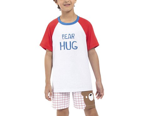 Pijama Manga Curta Masculino Infantil Bear Hug Branco | Westwing