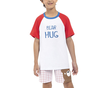 Pijama Manga Curta Masculino Infantil Bear Hug Branco | WestwingNow