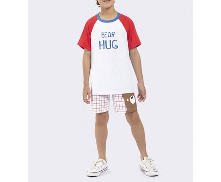 Pijama Manga Curta Masculino Infantil Bear Hug Branco | Westwing