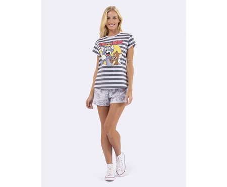 Pijama Manga Curta Listrado Tom And Jerry | Westwing