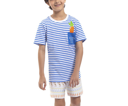 Pijama Manga Curta Masculino Infantil Dreams Come True Branco