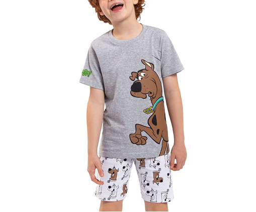 Pijama Manga Curta Infantil Masculino Scooby-Doo Cinza, Colorido | WestwingNow