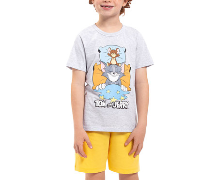 Pijama Manga Curta Infantil Masculino Scooby-Doo Cinza