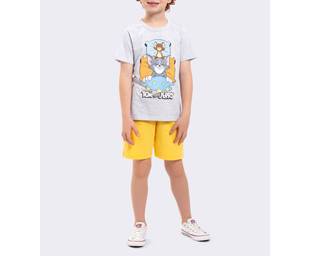 Pijama Manga Curta Infantil Masculino Scooby-Doo Cinza | WestwingNow