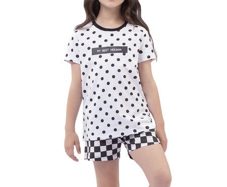 Pijama Manga Curta Infantil Preto e Branco | Westwing