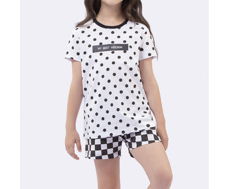 Pijama Manga Curta Infantil Preto e Branco | WestwingNow