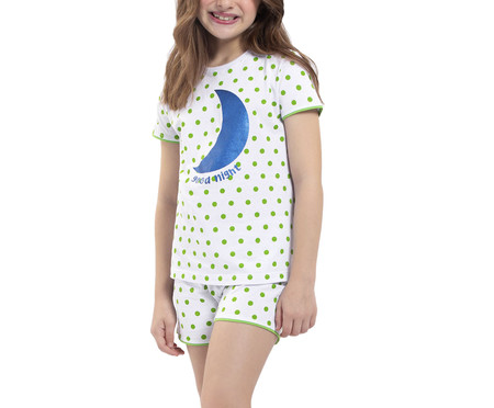 Pijama Manga Curta Infantil Moon Branco