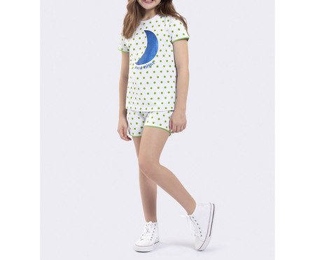 Pijama Manga Curta Infantil Moon Branco | Westwing