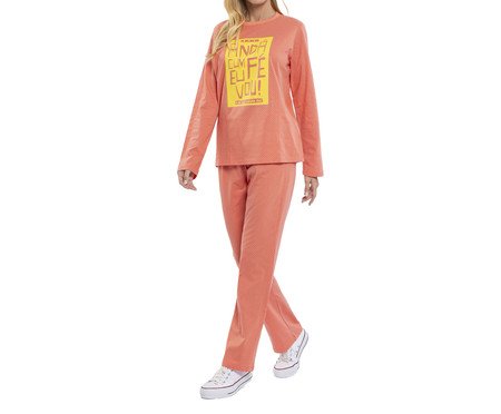 Pijama de Manga Longa Poás Cordel Andar Cum Fé Laranja