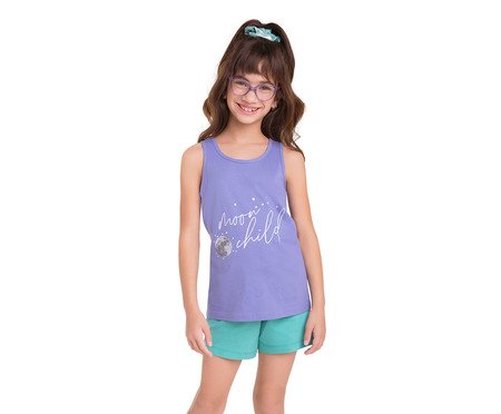 Pijama de Regata Infantil Fly To The Moon Roxo | Westwing