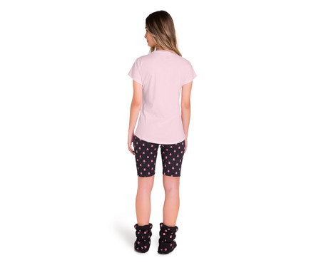 Pijama Manga Curta com Bermuda Ciclista Black And Pink Rosa Bebê | WestwingNow