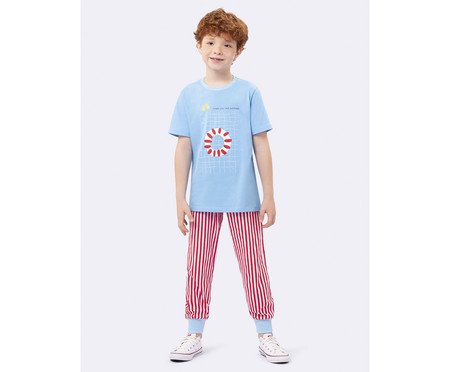 Pijama Manga Curta com Calça Jogger Masculino Infantil Miami Beach | Westwing