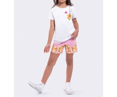 Pijama Manga Curta Infantil Bear Hunter Branco | Westwing