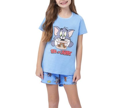 Pijama Manga Curta Infantil Azul Tom And Jerry | Westwing