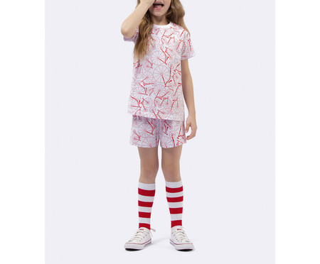 Pijama Manga Curta Infantil Bike Vermelho Branco | WestwingNow