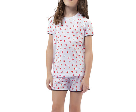 Pijama Manga Curta Infantil Coffee Combo Energia Vermelho Branco | WestwingNow