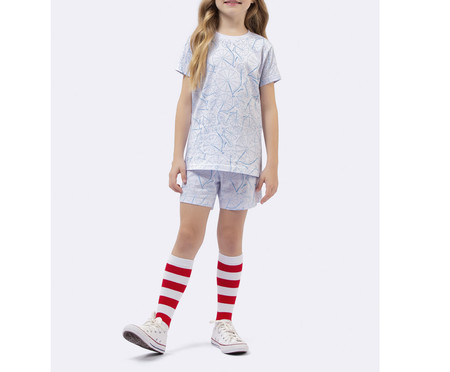 Pijama Manga Curta Infantil Bike Azul Branco | WestwingNow