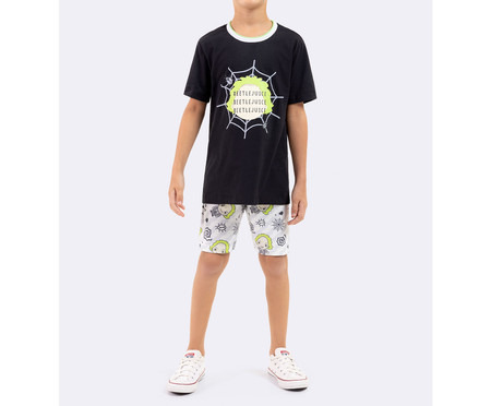 Pijama Manga Curta Infantil Masculino Beetlejuice 3X Preto | WestwingNow