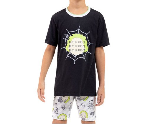 Pijama Manga Curta Infantil Masculino Beetlejuice 3X Preto, Colorido | WestwingNow