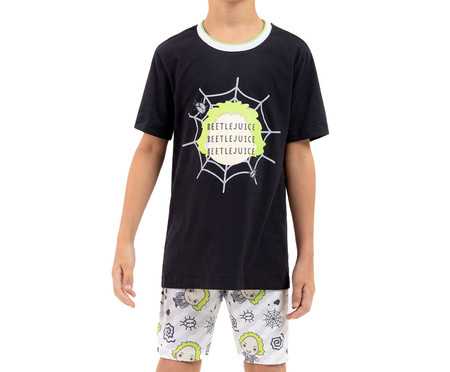 Pijama Manga Curta Infantil Masculino Beetlejuice 3X Preto | WestwingNow