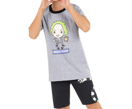 Pijama Manga Curta Infantil Masculino Beetlejuice Mescla | WestwingNow