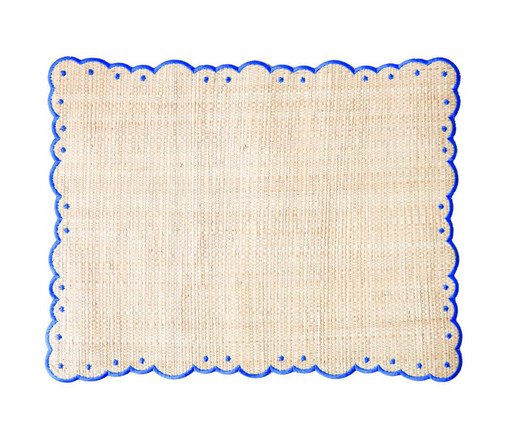 Lugar Americano Palha Natural Illa Azul Royal, Bege | WestwingNow