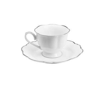 Aparelho de Jantar Maldivas Branco com Fio Prata | Westwing