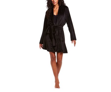 Robe Soft Plush Manga Longa Preto