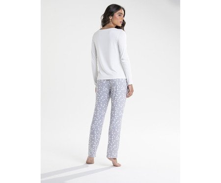 Pijama Longo Love Estampa Coração | Westwing