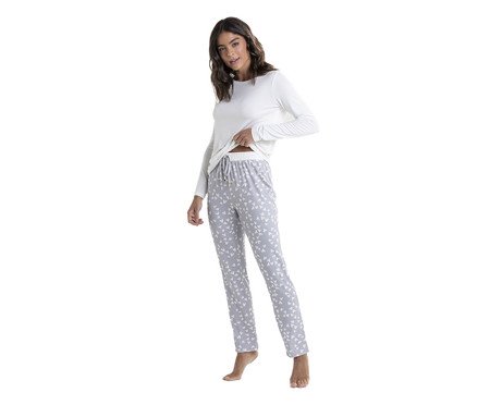 Pijama Longo Love Estampa Coração | Westwing