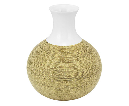 Vaso Amber Branco e Dourado