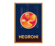 Quadro Cocktail Negroni Pixel A3 com Moldura em Madeira | WestwingNow