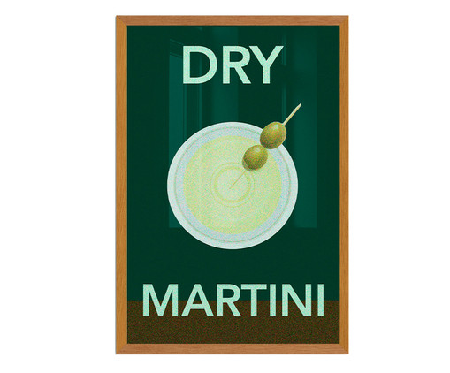 Quadro Dry Martini A3 com Moldura em Madeira, Verde | WestwingNow