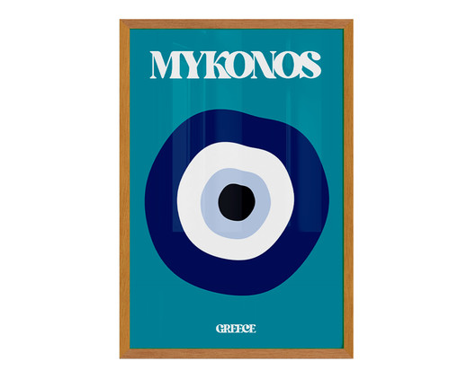 Quadro Mykonos A3 com Moldura em Madeira, Azul | WestwingNow