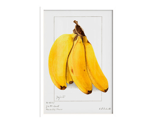 Quadro Banana Vintage A3 com Moldura Branca, Amarelo | WestwingNow