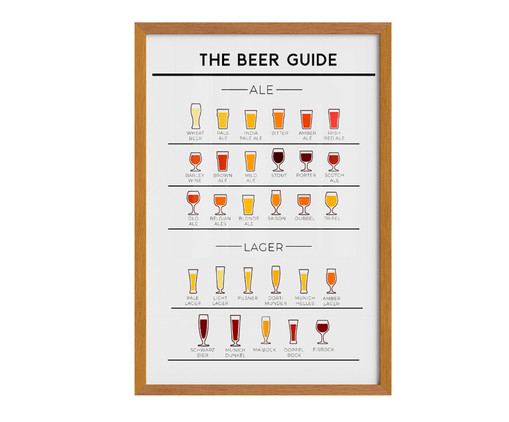 Quadro The Beer Guide A3 com Moldura em Madeira, Preto | WestwingNow