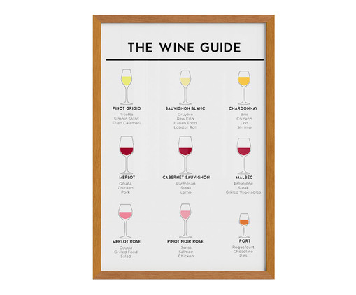 Quadro The Wine Guide A3 com Moldura em Madeira, Colorido | WestwingNow