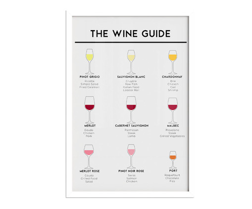 Quadro The Wine Guide A3 com Moldura Branca, Colorido | WestwingNow