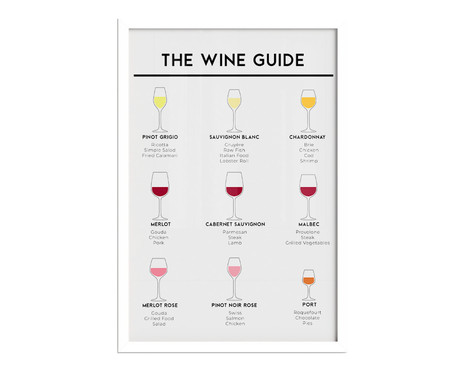 Quadro The Wine Guide A3 com Moldura Branca