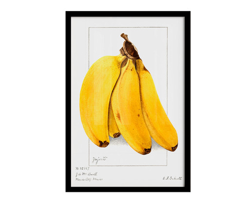 Quadro Banana Vintage A2 com Moldura Preta, Amarelo | WestwingNow