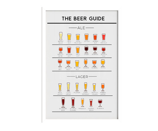 Quadro The Beer Guide A2 com Moldura Branca, Preto | WestwingNow