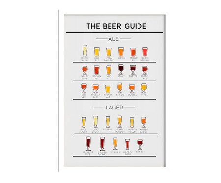 Quadro The Beer Guide A3 com Moldura Branca