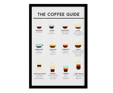 Quadro The Coffee Guide A2 com Moldura Preta