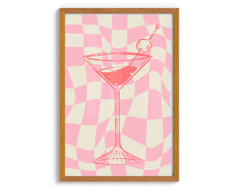 Quadro Dry Martini Pink A2 com Moldura em Madeira